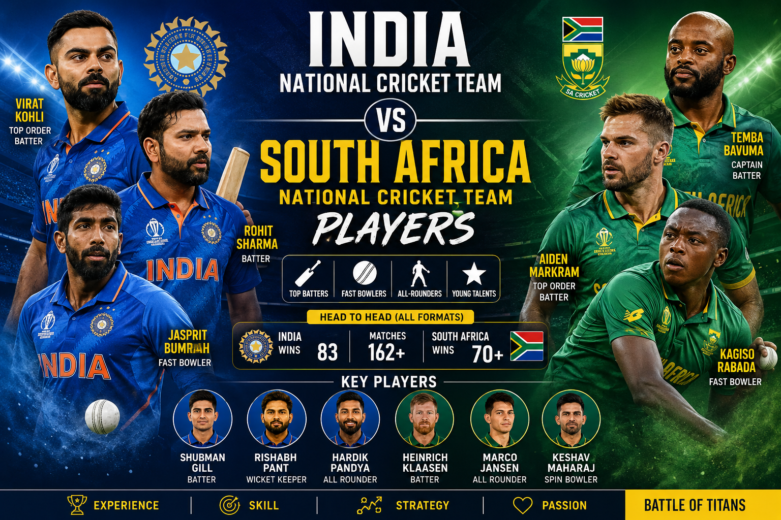 India National Cricket Team Vs South Africa National Cricket Team Players